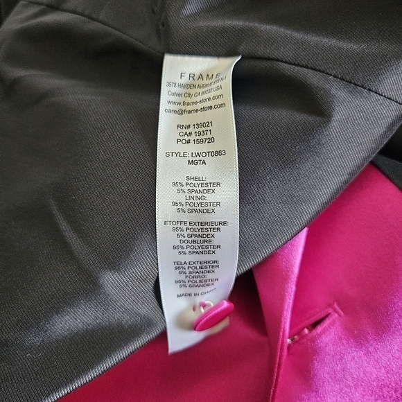 New Frame Satin Strong Shoulder Magenta Blazer Suit Jacket NWT Small - Picture 13 of 15